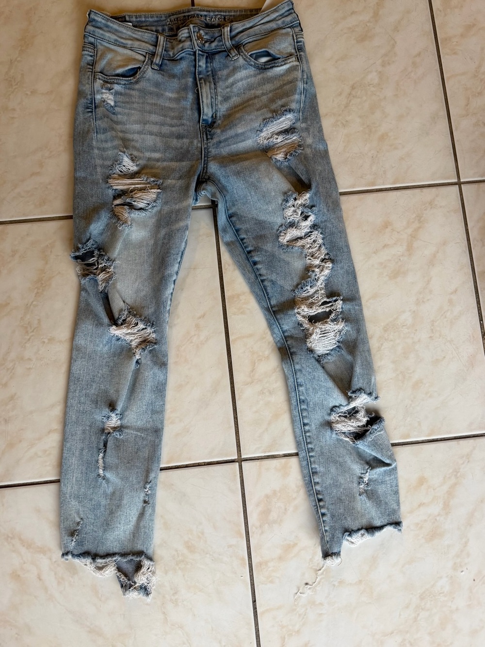 American Eagle Outfitters Light Blue Ripped Skinny Jeans